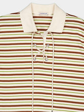 Moncler Light Beige Striped Cotton Polo Shirt
