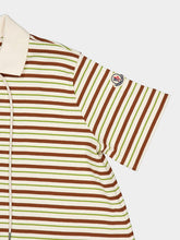 Moncler Light Beige Striped Cotton Polo Shirt