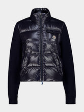 Moncler Navy Blue Padded Zip-Up Wool Cardigan
