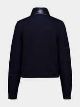 Moncler Navy Blue Padded Zip-Up Wool Cardigan