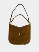 Tom Ford Whisky Brown Suede Leather Tara Large Crossbody