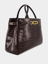 Tom Ford Brown Crocodile-Embossed Leather Bag
