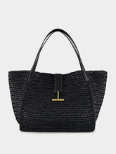 Tom Ford Black Tara Raffia and Leather Large Tote Bag