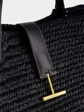 Tom Ford Black Tara Raffia and Leather Large Tote Bag