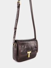 Tom Ford Brown Crocodile-Stamped Wallis Shoulder Bag