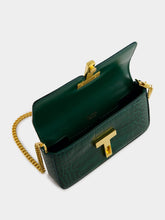 Tom Ford Emerald Green Shiny Stamped Crocodile Leather Wallis Mini Bag