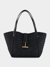 Tom Ford Black Raffia and Leather Tote