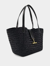 Tom Ford Black Raffia and Leather Tote
