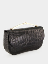 Tom Ford Black Crocodile-Print Leather Arc Mini Bag