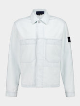 Stone Island Blue Extra Bleach Cotton Biker Jacket