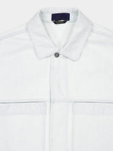 Stone Island Blue Extra Bleach Cotton Biker Jacket