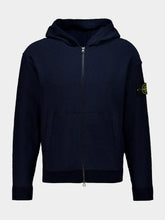 Stone Island Navy Blue Zip-Up Hooded Jumper
