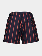 Moncler Navy Blue and Red Striped Swim Shorts