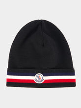 Moncler Black Tricolour Ultra-Fine Wool Beanie