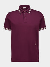 Moncler Burgundy Striped Trim Polo Shirt