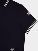 Moncler Dark Blue Striped Trim Cotton Polo Shirt