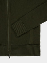 Moncler Olive Green Cashmere and Wool Zip-Up Cardigan