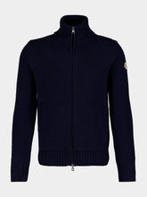 Moncler Dark Blue Zipped Wool Cashmere Cardigan