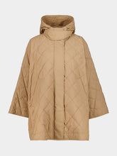 Moncler Beige Diamond-Quilted Hooded Cape