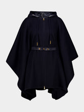 Moncler Dark Blue Padded Wool Blend Cape