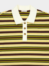 Moncler Brown and Green Striped Cotton Polo Shirt