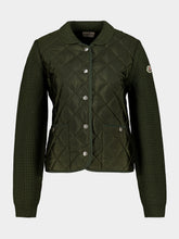 Moncler Dark Green Diamond Quilted Wool Cardigan