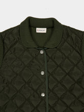 Moncler Dark Green Diamond Quilted Wool Cardigan