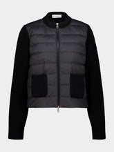 Moncler Black Wool Padded Zip-Up Cardigan