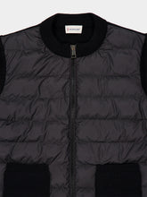 Moncler Black Wool Padded Zip-Up Cardigan