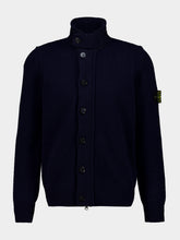 Stone Island Navy Blue Lambswool Zip-Up Jumper