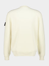 Stone Island Ivory Ribbed Cotton Crewneck Jumper