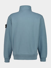 Stone Island Steel Blue Organic Cotton Half-Zip Sweatshirt