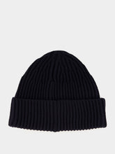 Stone Island Navy Blue Ribbed Geelong Wool Beanie