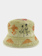 Baziszt Khaki Green Lavi Printed Cotton Bucket Hat