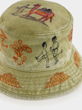 Baziszt Khaki Green Lavi Printed Cotton Bucket Hat