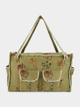 Baziszt Khaki Green Cotton Pocket Tote Bag