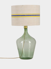 Paula Living Beige Linen Medium Lampshade with Yellow and Blue Stripes
