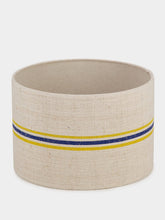 Paula Living Beige Linen Medium Lampshade with Yellow and Blue Stripes