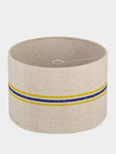Paula Living Beige Linen Medium Lampshade with Yellow and Blue Stripes