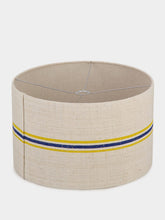 Paula Living Beige Linen Large Lampshade with Yellow and Blue Stripes