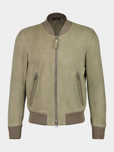 Tom Ford Pale Matcha Suede Bomber Jacket