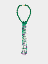 Le Sundial Green Agate and Amethyst Cascade Necklace