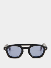 Lunetterie Générale Black Square Sunglasses with Blue Lenses