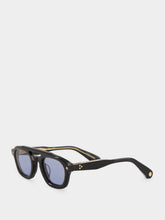 Lunetterie Générale Black Square Sunglasses with Blue Lenses