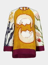 Paula Libra Printed Silk Crepe Top With Bell Sleeves