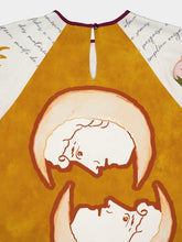 Paula Libra Printed Silk Crepe Top With Bell Sleeves