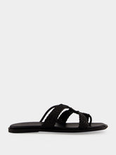 HEREU Black Lina Woven Strappy Toe-Post Sandal