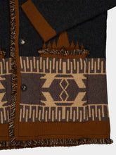 Alanui Charcoal and Tobacco Icon Jacquard Wool Fringe Cardigan