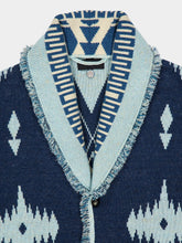 Alanui Arbour-Light Blue Icon Jacquard Cashmere Cardigan