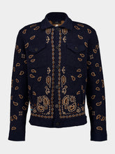 Alanui Navy Blue Bandana Jacquard Wool Blend Jacket